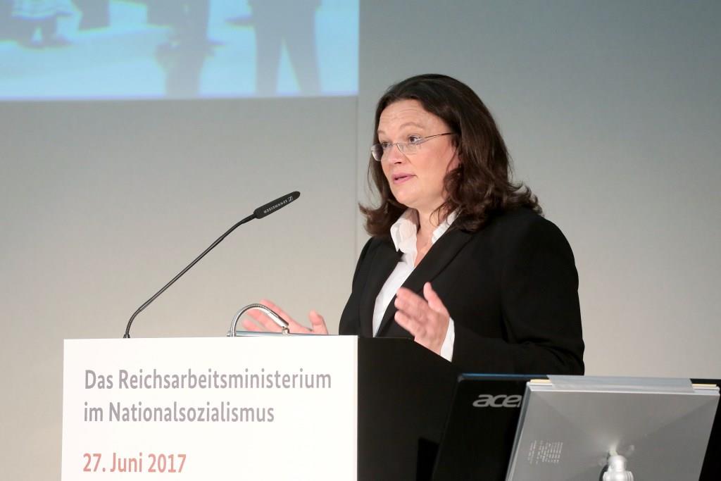 Ministerin Andrea Nahles (Foto: Tom Maelsa)